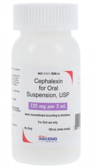 Cephalexin Suspension 125mg/5mL 100mL Bottle
