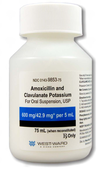 Amoxicillin 600mg/5mL and Clavulanate Potassium 42.9mg/5mL Oral ...