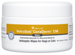 VetraSeb CeraDerm CM Antiseptic Wipes for Dogs and Cats 30 Count