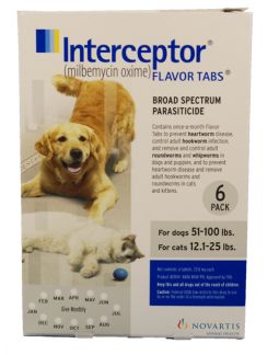 1 MONTH Interceptor For Dogs 51-100lbs and Cats 12.1-25lbs