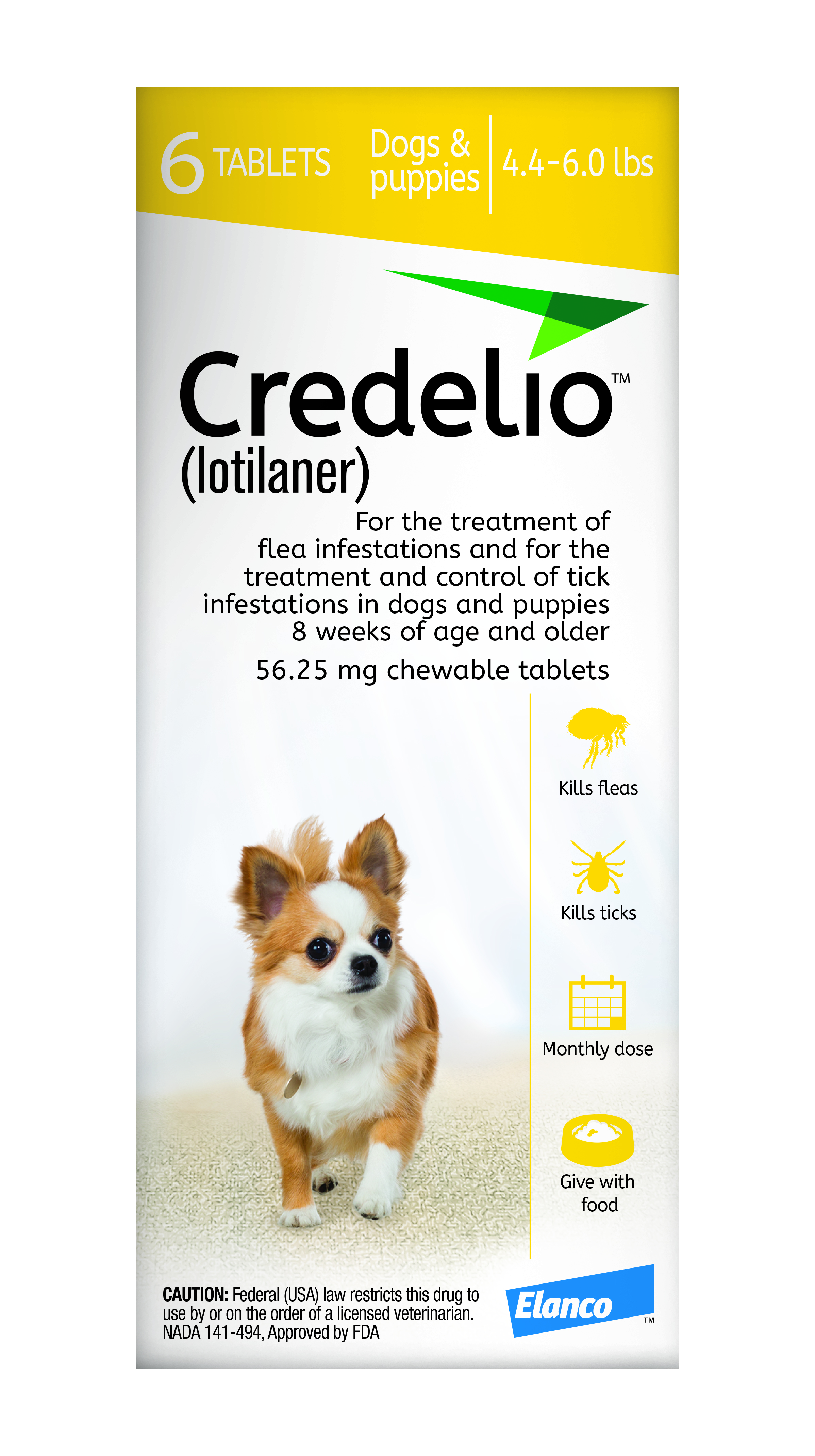 Credelio Chewable for Dogs 4.4-6 lbs 6 Tablets