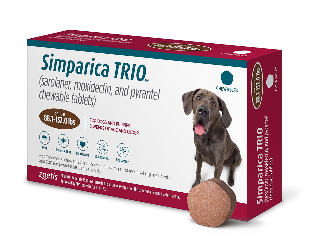 Simparica Trio 88 132 Lbs 1 Tablet