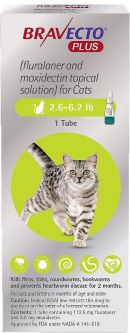 Bravecto Plus Topical for Cats 2.6 to 6.2 lbs (1 Dose)