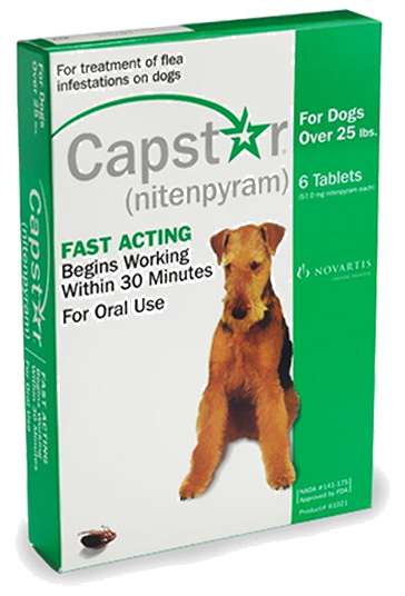 Capstar for Dogs over 25 lbs 6 tablets GREEN