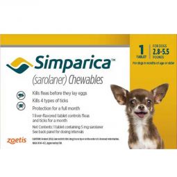 Simparica Chewable For Dogs 2.8-5.5 lbs 1 TABLET