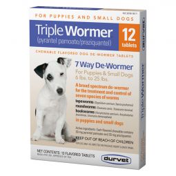 Triple Wormer for Puppies and Small Dogs 6-25lbs 12 Tablets
