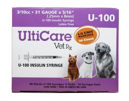 U-100 Insulin Syringes 3/10cc 31 Gauge 5/16" Low Dose 60 Co